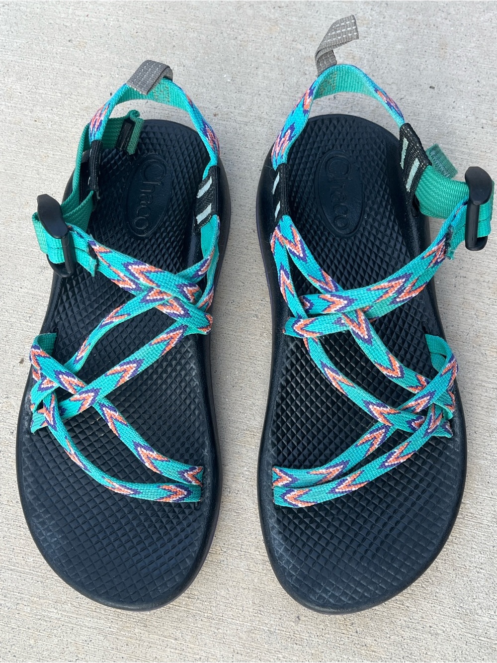 Chaco Z Cloud Sport Sandals Teal Purple Adjustable Women’s Size 6 EUC